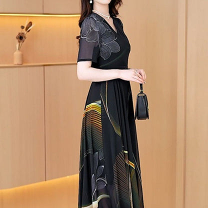 Women's Elegant Printed Tulle Dresses