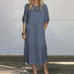 Women's Cotton and Linen Solid Color Loose Dresses