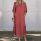 Women's Cotton and Linen Solid Color Loose Dresses