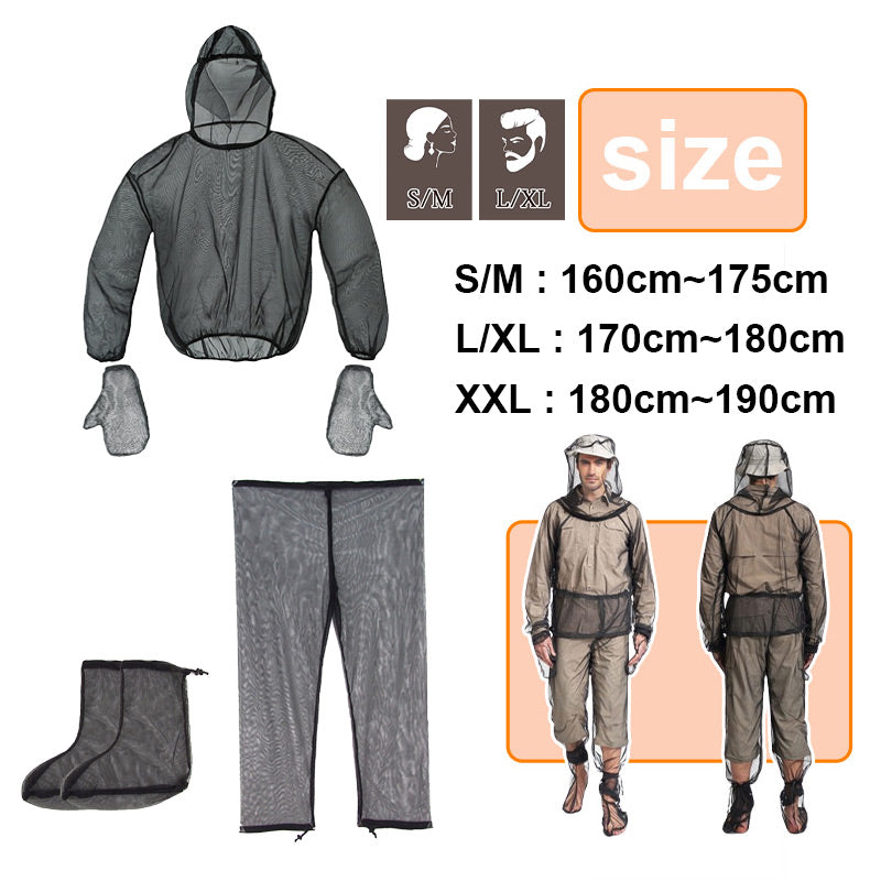 Outdoor Lightweight Anti-Mosquito Jacket & Pants & Shoe Covers & Mitts