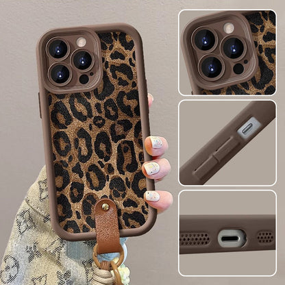 Leopard Print iPhone Case with Lanyard