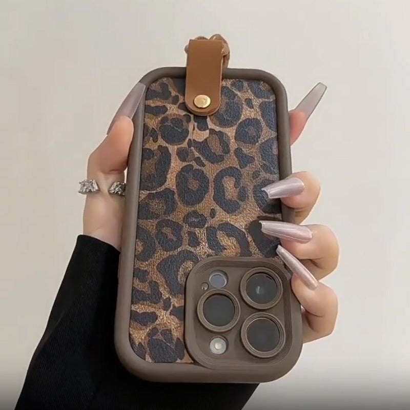 Leopard Print iPhone Case with Lanyard