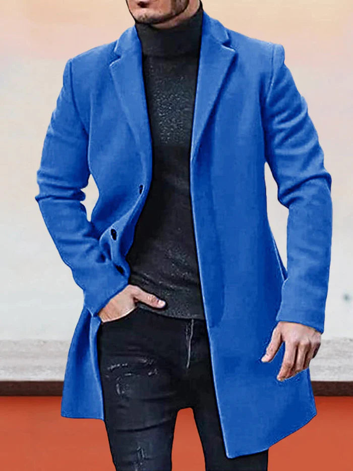 👔 Men's Classic Single Row Buckle Solid Color Jacket - Timeless Daily Essential