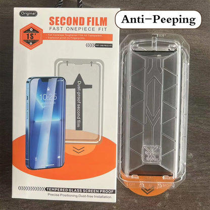 4K HD/Anti-Peeping Tempered Glass Screen Protector with Auto Dust-elimination Installation for iPhone