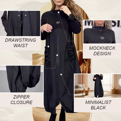 💖Mockneck Long Sleeve Dress with Drawstring