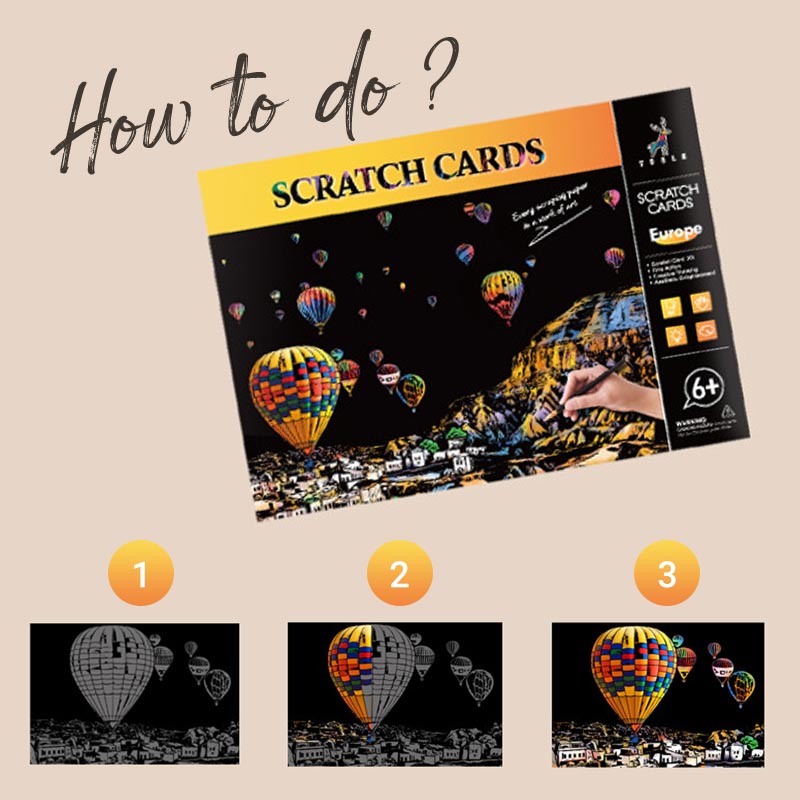 4pcs Creative Scratch Paintings Set with Tool