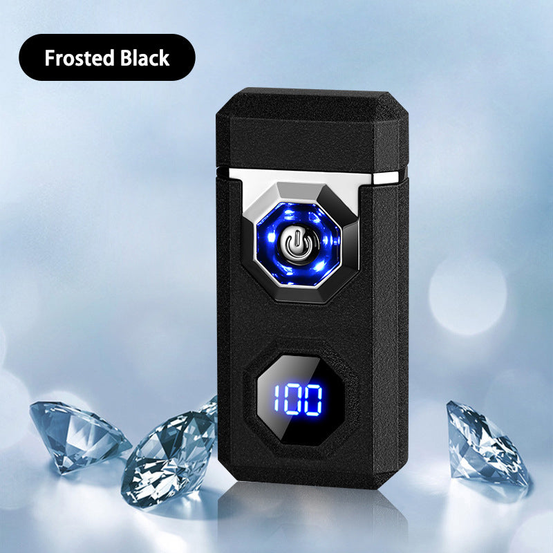 USB Charging Digital Windproof Lighters with LED Lighting Function