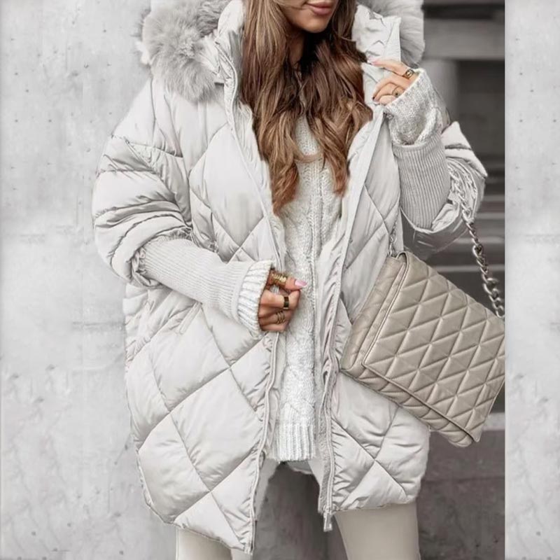 ❄️Step into Winter Discount Sale❄️ Women’s Mid-length Parka Coat with Knit Sleeves Patchwork