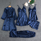 Women's Sexy Lace Trim Sleepwear Five-Piece Sets