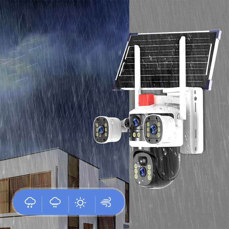 🎥 Triple-Lens Solar 360° Dome Camera