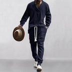 Men's 2-Piece V-Neck Baggy Sweatshirt & Joggers Set