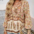 💖Women's Fashion Printed v-Neck Long Sleeve Shirt