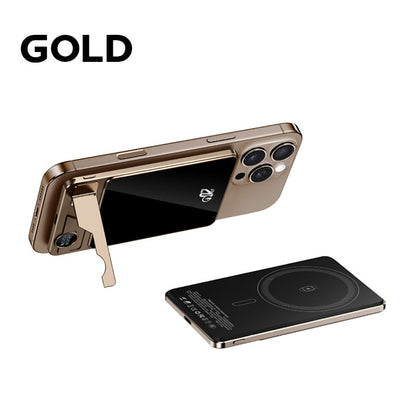 Ultra-thin Fast Charging with Built-in Bracket Lanyard Magnetic Wireless External Battery Mobile Power Supply