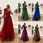 💥Women's Fashion Slant Shoulder Mesh Printed Dresses