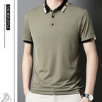 🔥Men's Stretch Ice Silk Short Sleeve Lapel T-shirt