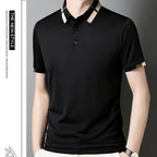 🔥Men's Stretch Ice Silk Short Sleeve Lapel T-shirt