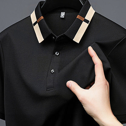 🔥Men's Stretch Ice Silk Short Sleeve Lapel T-shirt