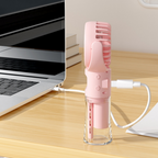 🌀✨ Portable Rechargeable Handheld Misting Fan – Nano-Mist, 4 Speeds, Type-C, Quiet