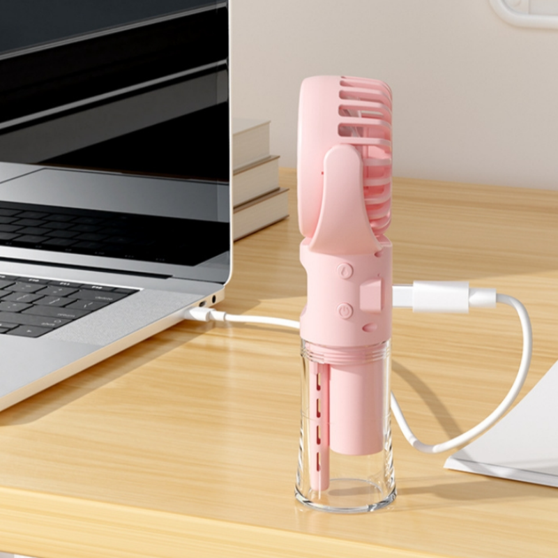 🌀✨ Portable Rechargeable Handheld Misting Fan – Nano-Mist, 4 Speeds, Type-C, Quiet