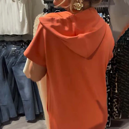 🔥Women’s Solid Short-Sleeve Hooded Long Dress