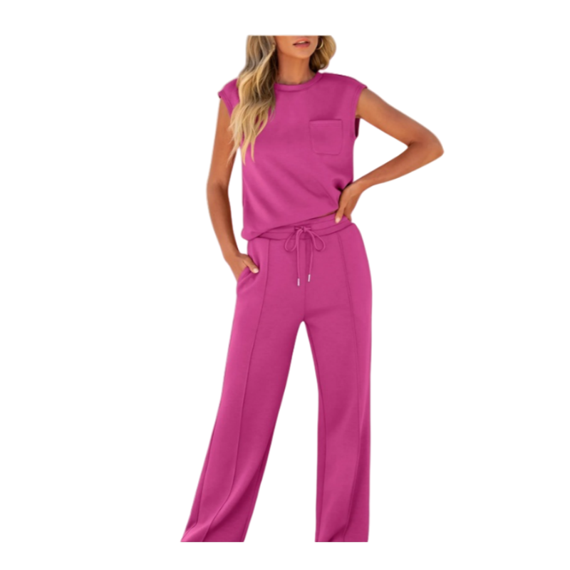 💖Women's Casual Sleeveless Top and Drawstring Pants 2-Piece Set