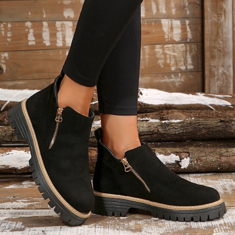 ✨Women's Round-Toe Ankle Boots with Side Zipper