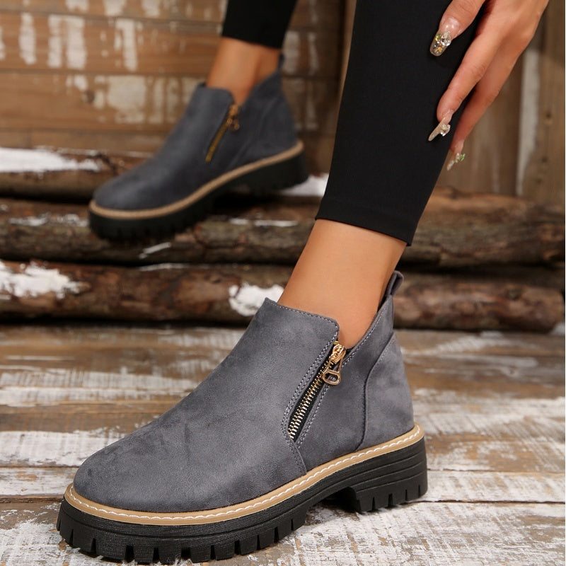✨Women's Round-Toe Ankle Boots with Side Zipper