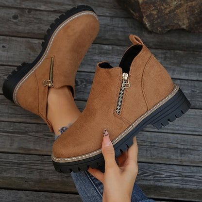 ✨Women's Round-Toe Ankle Boots with Side Zipper