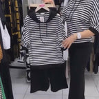 Women's Striped Top & Solid Pants Set