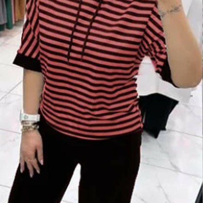 Women's Striped Top & Solid Pants Set