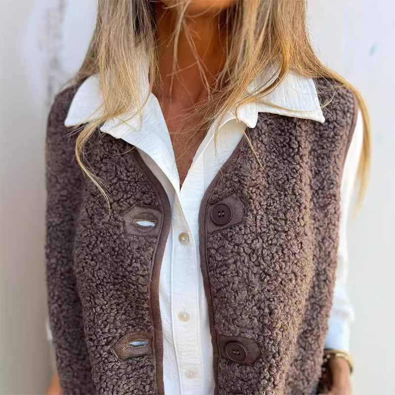 🔥Women's Fall Button Down Short Warm Vest