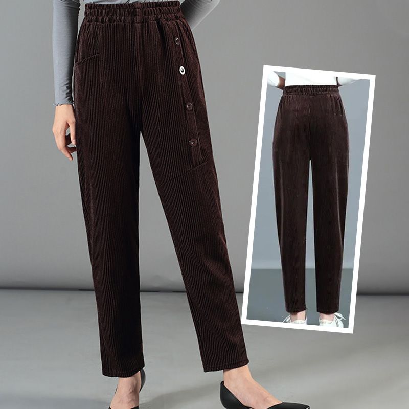 Women's High Waist Corduroy Warm Pants