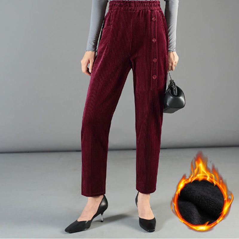 Women's High Waist Corduroy Warm Pants