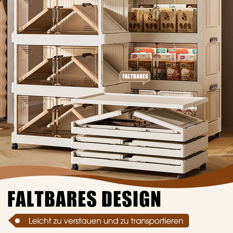 Foldable Storage Box With Lid, 1-5 layers of holders with wheels for kitchen, bedroom, bathroom, warehouse, kitchen, home storage, stackable organizer🗄️