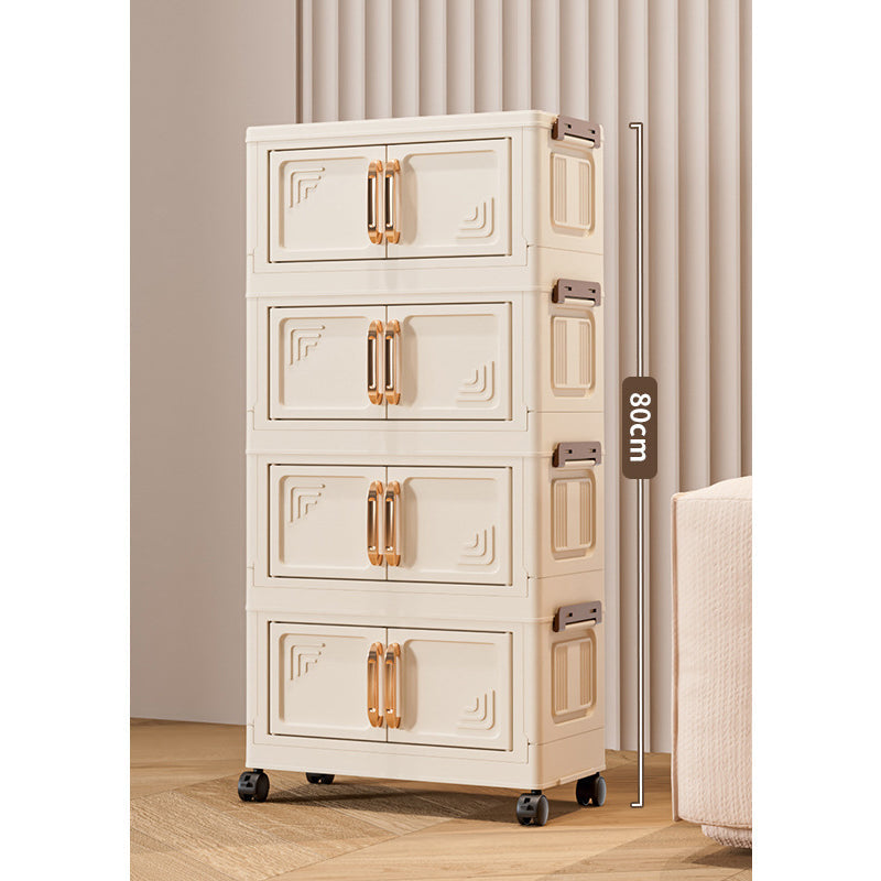 Foldable Storage Box With Lid, 1-5 layers of holders with wheels for kitchen, bedroom, bathroom, warehouse, kitchen, home storage, stackable organizer🗄️