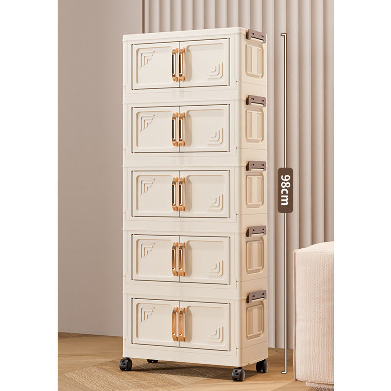 Foldable Storage Box With Lid, 1-5 layers of holders with wheels for kitchen, bedroom, bathroom, warehouse, kitchen, home storage, stackable organizer🗄️