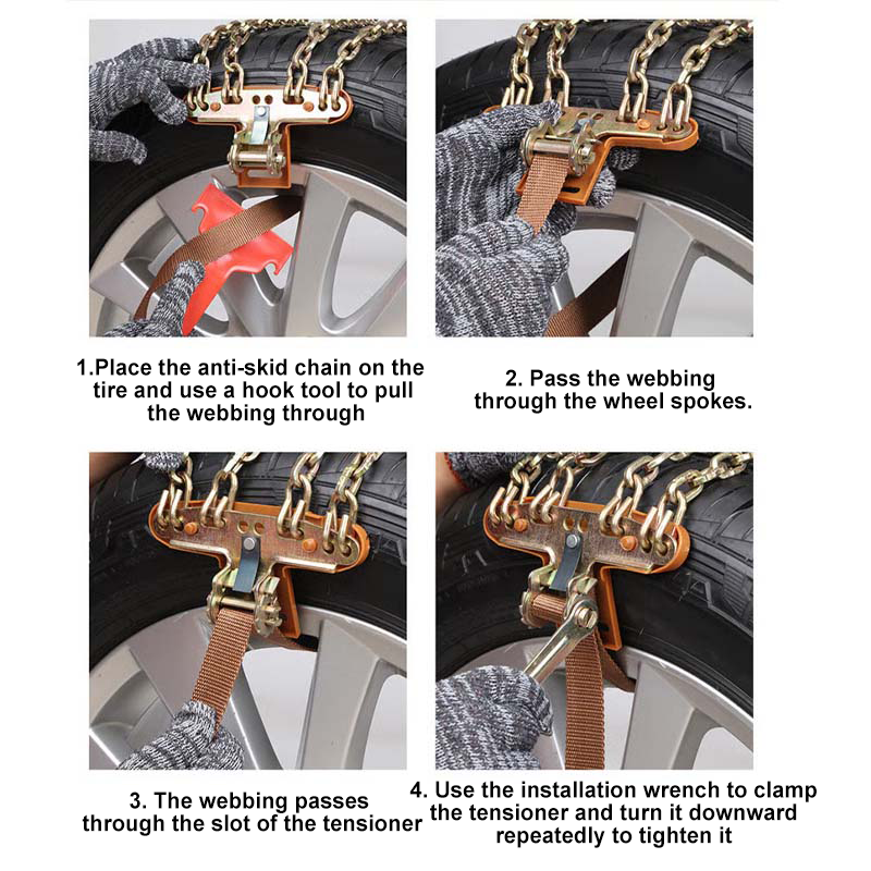 Universal Anti-Skid Snow Chains for Car Tires