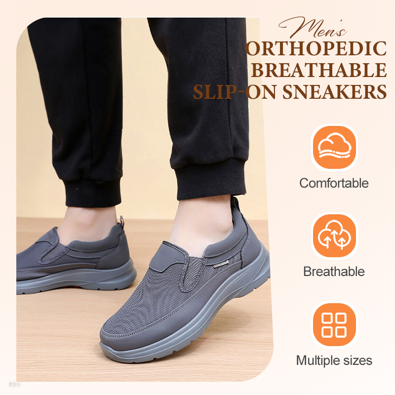 👟 Men's Orthopedic Breathable Slip-On Sneakers - Arch Support with Memory Foam Insoles for All-Day Comfort 🏃‍♂️💨