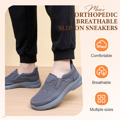 👟 Men's Orthopedic Breathable Slip-On Sneakers - Arch Support with Memory Foam Insoles for All-Day Comfort 🏃‍♂️💨