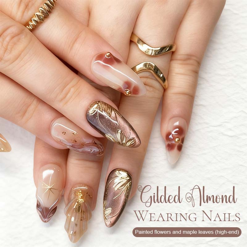💥30 PCS Handcrafted Almond Press-On Nails Set💅