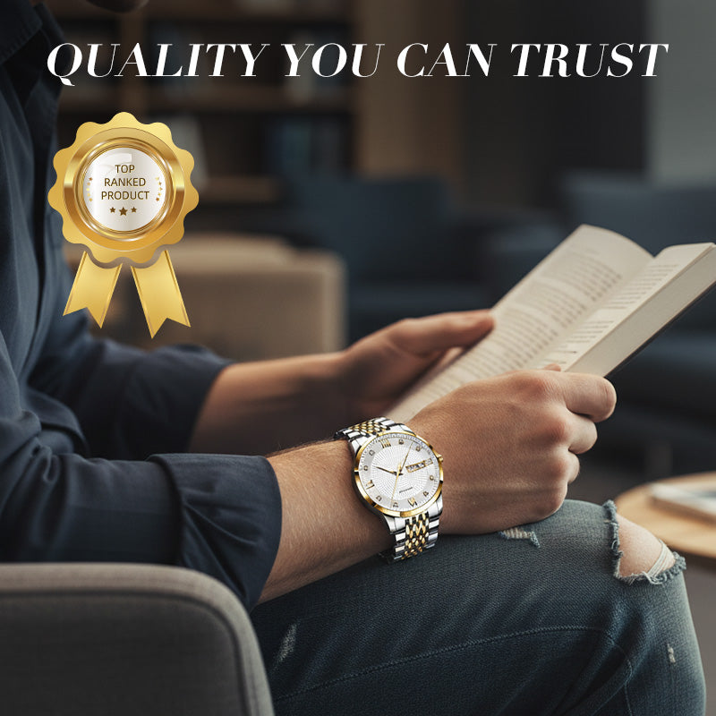 💥Men's Stainless Steel Waterproof Business Watch