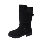 👢 Pull On & Go | Women's Slouchy Faux Suede Mid-Calf Boots