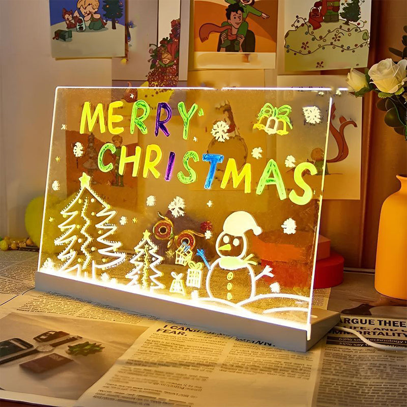 ✨ Erasable Light-Up Acrylic Drawing Board with Stand, DIY Transparent LED Message Sign