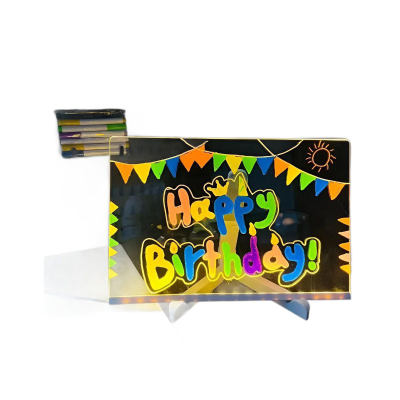 ✨ Erasable Light-Up Acrylic Drawing Board with Stand, DIY Transparent LED Message Sign