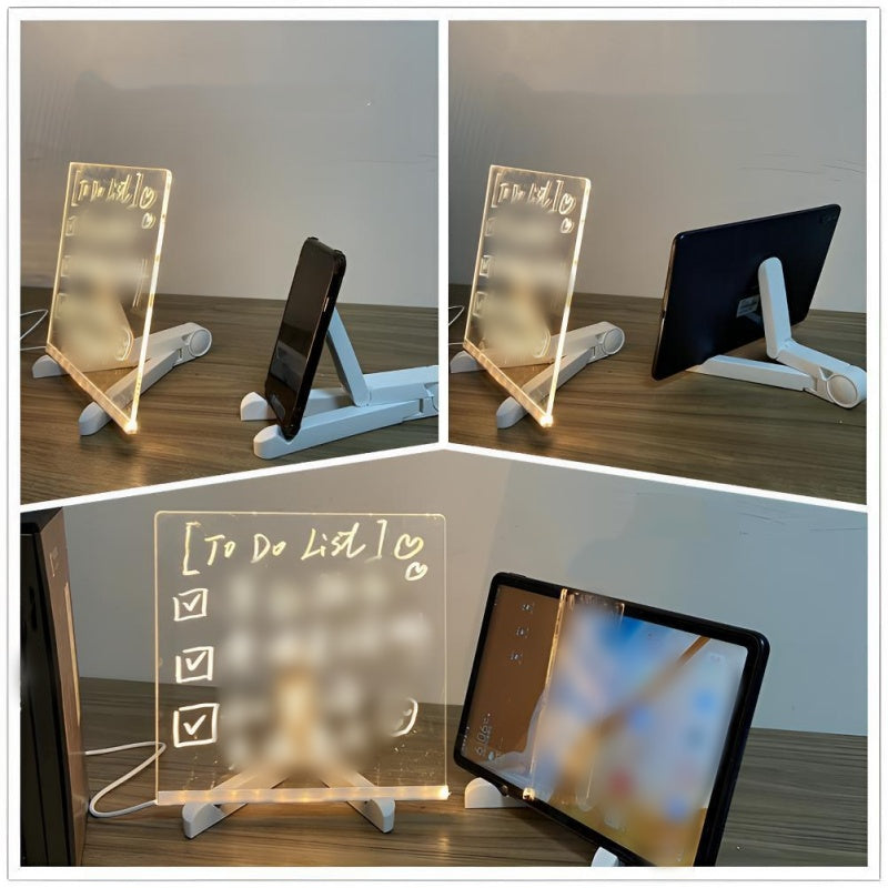 ✨ Erasable Light-Up Acrylic Drawing Board with Stand, DIY Transparent LED Message Sign