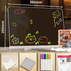 ✨ Erasable Light-Up Acrylic Drawing Board with Stand, DIY Transparent LED Message Sign