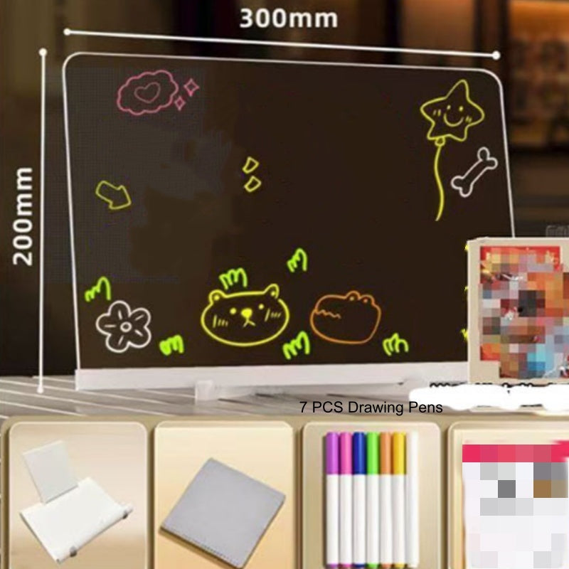 ✨ Erasable Light-Up Acrylic Drawing Board with Stand, DIY Transparent LED Message Sign