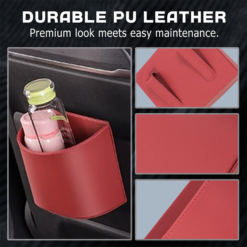 🚗🧺Clip-On PU Leather Car Cup Holder & Organizer