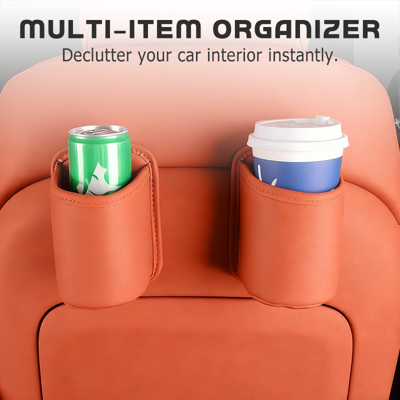 🚗🧺Clip-On PU Leather Car Cup Holder & Organizer