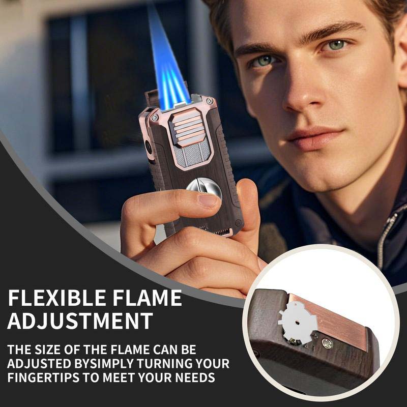 5-in-1 Refillable Cigar Torch Lighter with Cutter